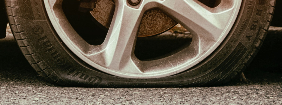 closeup of tire flat on the bottom